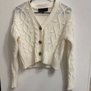 Kendall & Kylie White Button-Up Cardigan